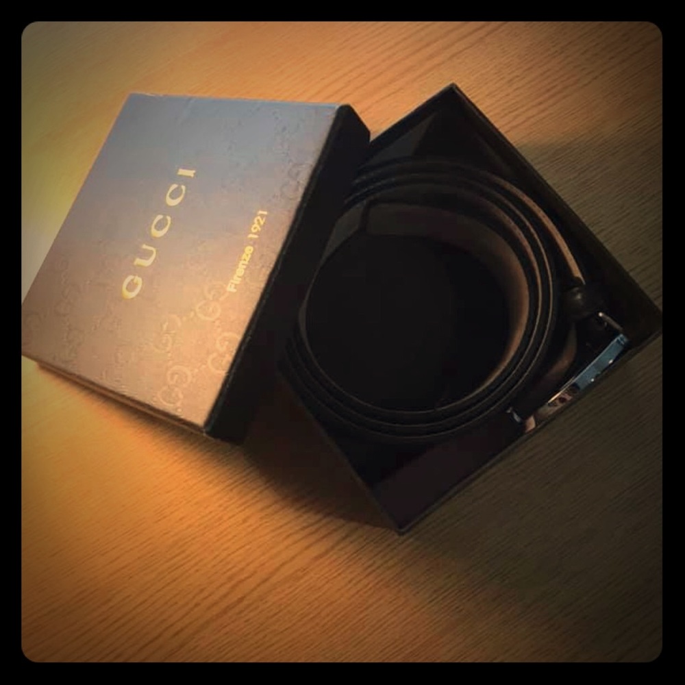 Black GG PRINT Calf skin leather Gucci Belt